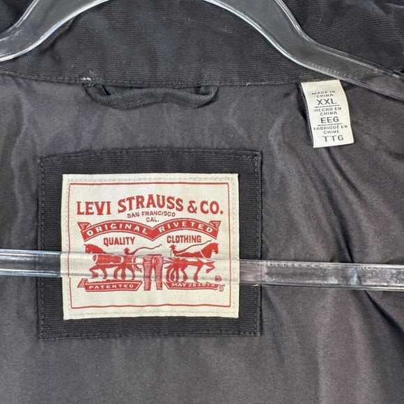 Levi's XXL Black Harrington Bomber Jacket Cotton Blend Zip Moto Lined NWT Mens - Picture 3 of 11